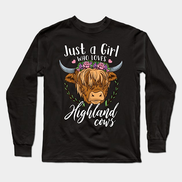 Scottish Highland Cow Just a Girl Who Loves Highland Cows Long Sleeve T-Shirt by Saboia Alves